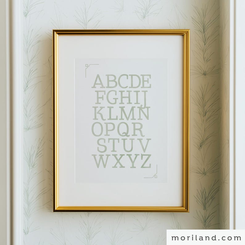 Sage Green Vintage Alphabet Printable Wall Art by MORILAND