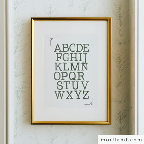 Dark Green Vintage Alphabet Printable Wall Art by MORILAND