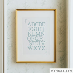 Pale Blue Vintage Alphabet Printable Wall Art by MORILAND