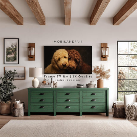 Goldendoodle Dogs Hugging Frame TV Art – Vintage 4K – product image 4