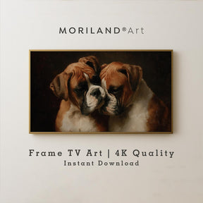 Boxer Dogs Hugging Frame TV Art – Vintage 4K by MORILAND