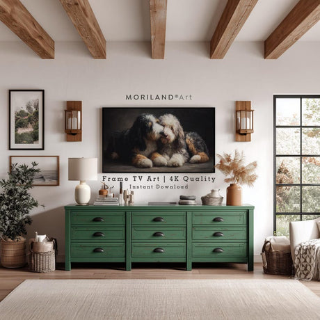 Bernedoodle Dogs Hugging Frame TV Art – Vintage 4K – product image 2