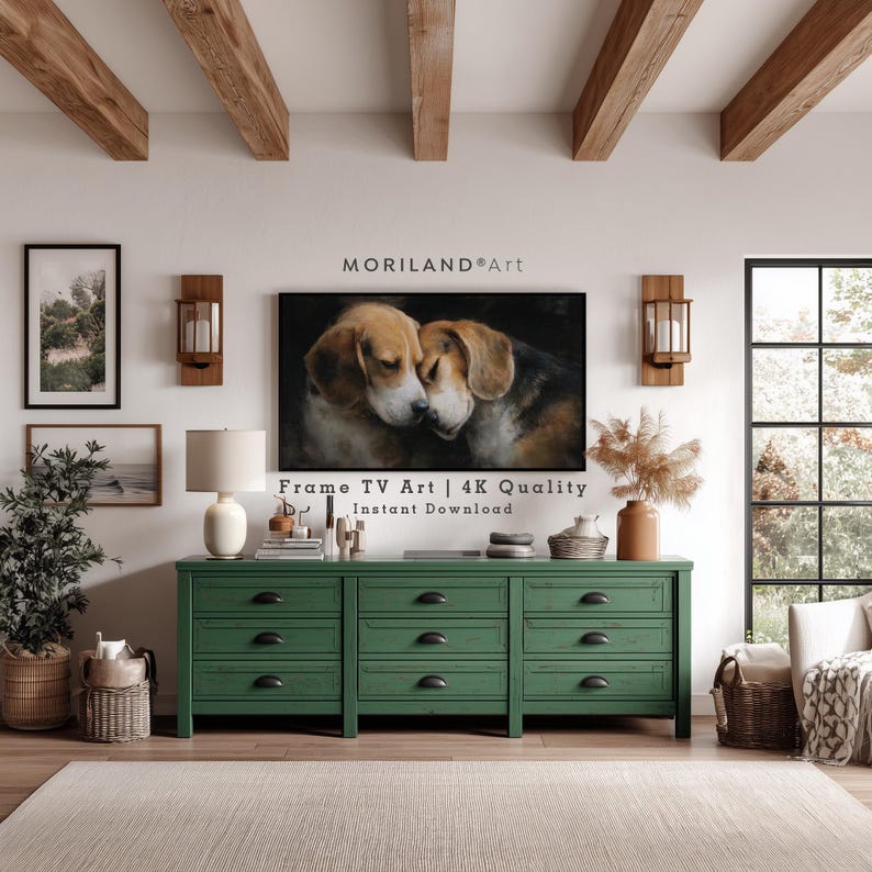 Beagle Dogs Hugging Frame TV Art – Vintage 4K – product image 2