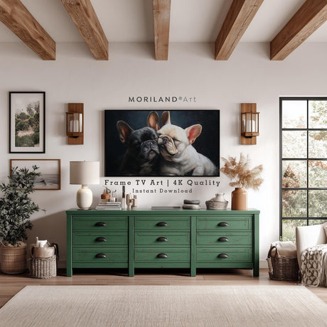 French Bulldog Dogs Hugging Frame TV Art – Vintage 4K – product image 2