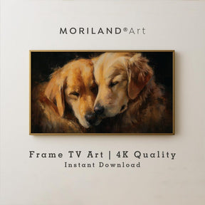 Golden Retriever Dogs Hugging Frame TV Art – Vintage 4K by MORILAND
