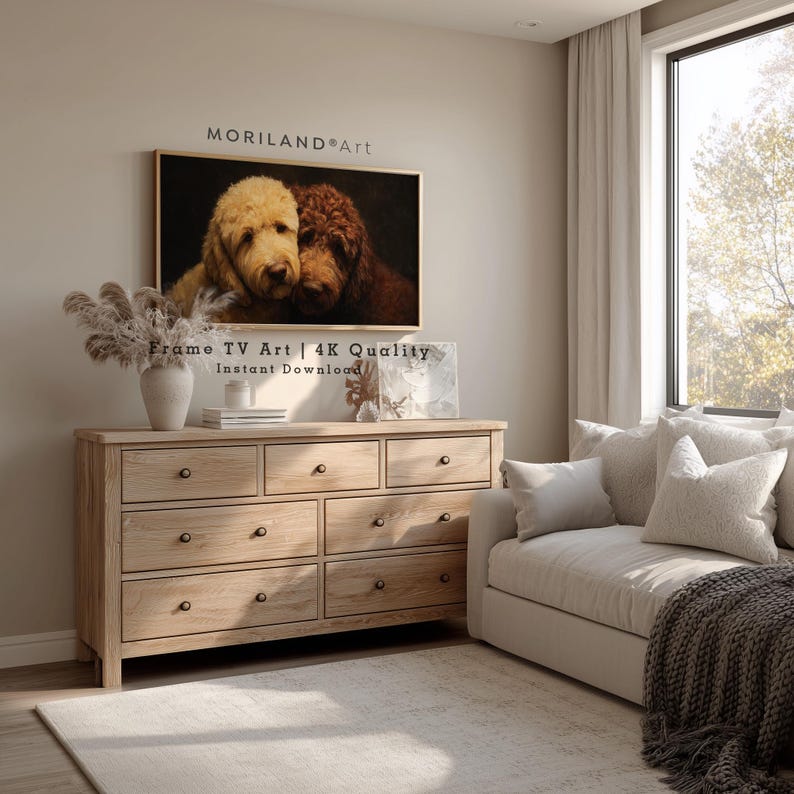Goldendoodle Dogs Hugging Frame TV Art – Vintage 4K – product image 3