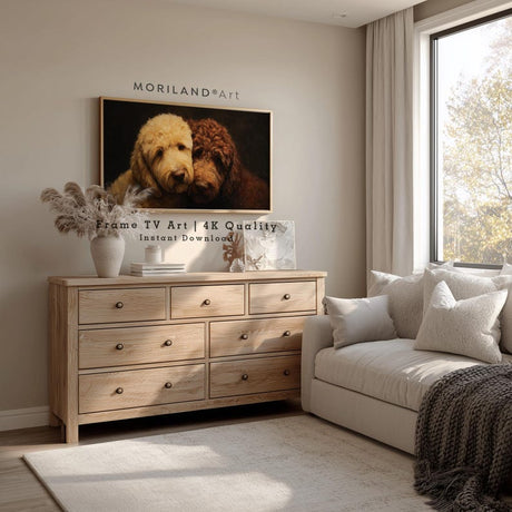 Goldendoodle Dogs Hugging Frame TV Art – Vintage 4K – product image 3