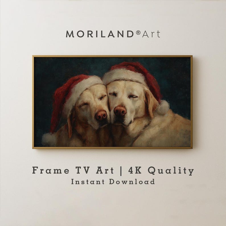 Christmas Labrador Dogs Frame TV Art – Vintage 4K by MORILAND