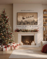 Sepia Santa Sleigh Over Village Frame TV Art – Vintage 4K – product image 2