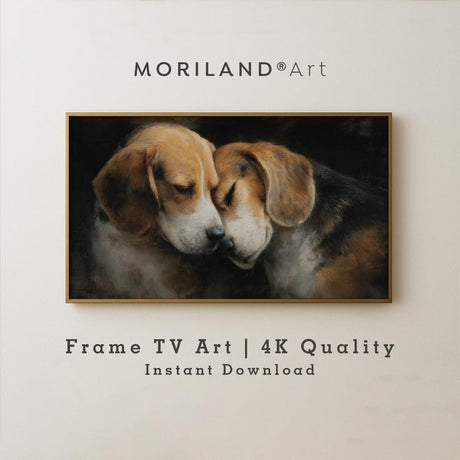 Beagle Dogs Hugging Frame TV Art – Vintage 4K by MORILAND