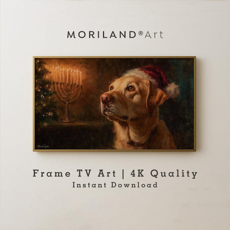 Christmas & Hanukkah Labrador Frame TV Art – Vintage 4K by MORILAND