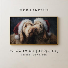 Christmas Goldendoodle Dogs Hugging Frame TV Art – 4K by MORILAND