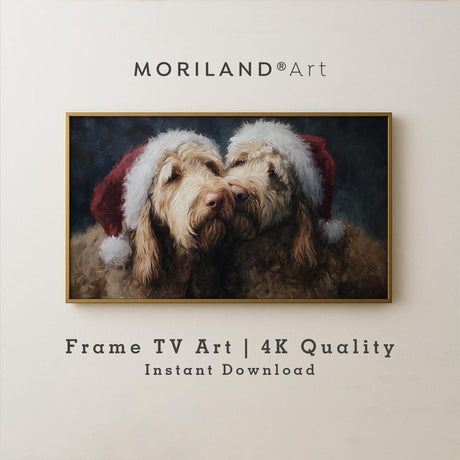 Christmas Goldendoodle Dogs Hugging Frame TV Art – 4K by MORILAND
