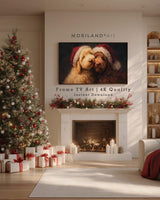 Christmas Goldendoodle Dogs in Santa Hats Frame TV Art – product image 2