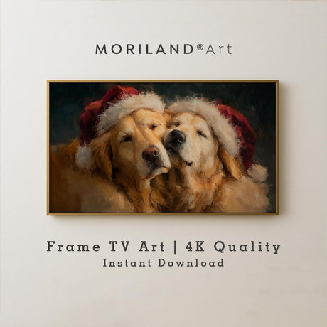 Christmas Golden Retriever Dogs Frame TV Art – Vintage 4K by MORILAND