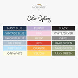 MORILAND custom vehicle color chart with blue, pink, beige, green, red and neutral options