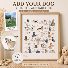 Personalized Dog Alphabet Portrait Printable Wall Art by MORILAND
