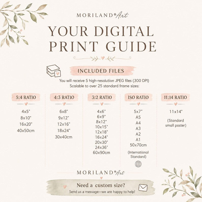 Digital print size guide showing 4:5, 3:4, 2:3, ISO and 11:14 print ratios