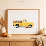 Vintage Yellow Pickup Truck with Pumpkins Printable Wall Art – digital printable wall art by MORILAND