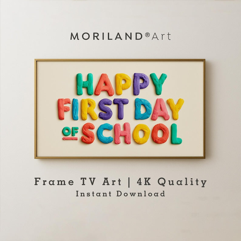Happy First Day of School colorful typography Frame TV art – digital download
