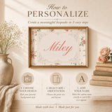 How to personalize custom name wall art by choosing design, print size, orientation and name