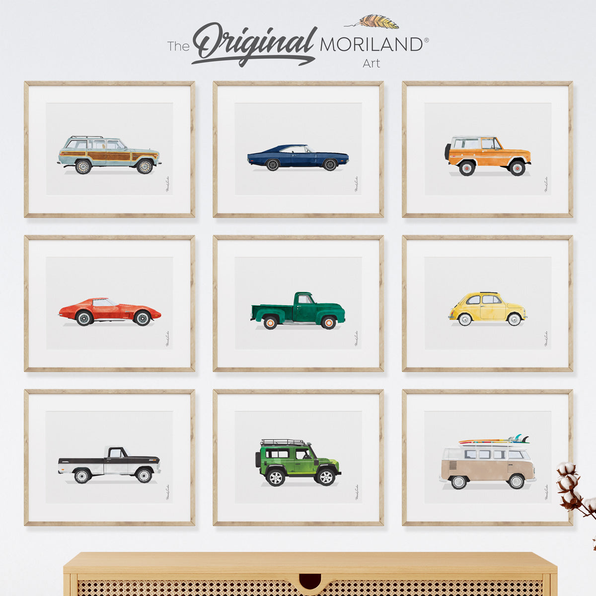 Vintage Cars Art - Printable Set of 9 - LAND130