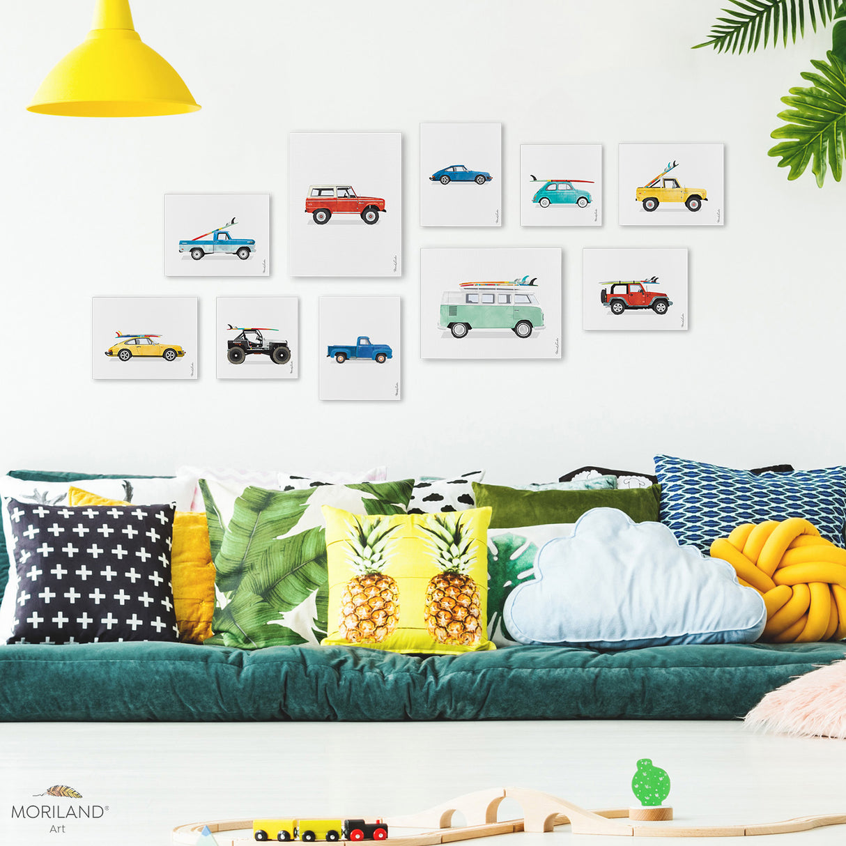 Classic Cars with Surfboard - Canvas Prints - Set of 10 - LAND48