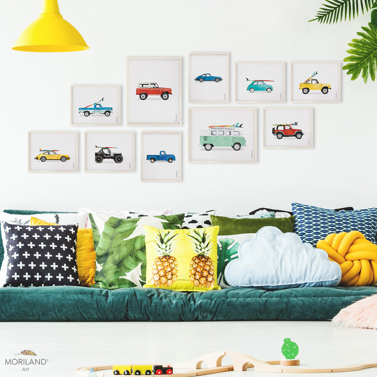 Classic Cars with Surfboard - Fine Art Paper Prints - Set of 10 - LAND49