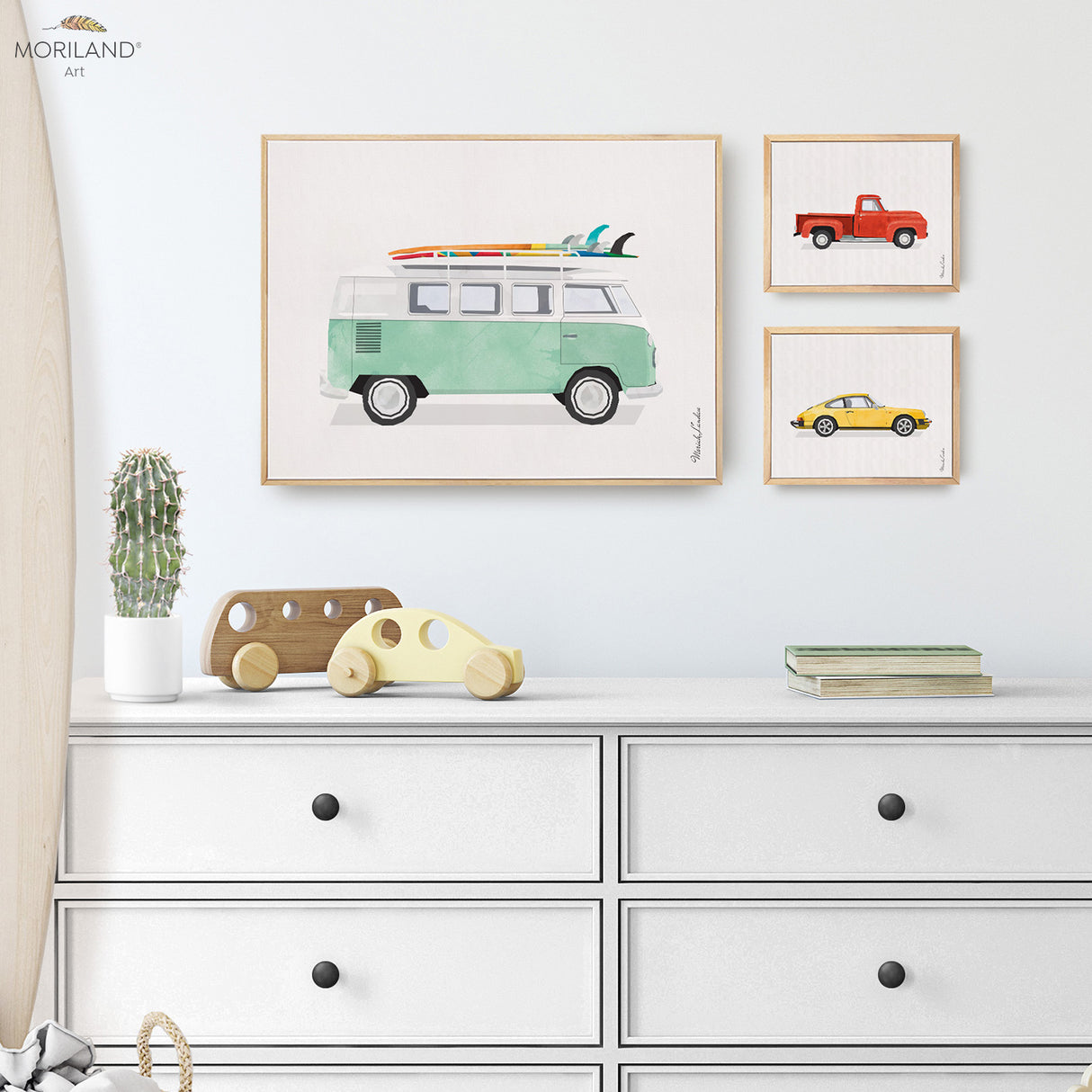 Car Print, Surf Bedroom Art, Vintage Car Print, Truck Print, Bedroom Wall Art, Surfboard Wall Art, Surf Art, Transportation Decor, Boy and Girl Shared Bedroom Decor, Classic Car Wall Art, Classic Car Wall Art, Kids Poster