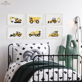 Construction Vehicles - Fine Art Paper Prints - Set of 6 - LAND42