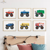 Monster Trucks - Framed Canvas Prints - Set of 6 - LAND65