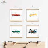 Plane, Train, Truck & Sports Car - Printable Set of 4 - LAND4