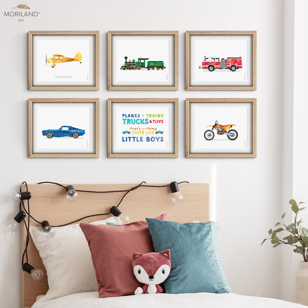 Things That Go - Planes Trains Trucks and Toys Quote - Transportation Printable Art Set of 6