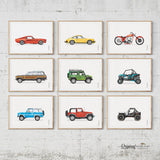 Watercolor Print Transportation Car for boy bedroom decor