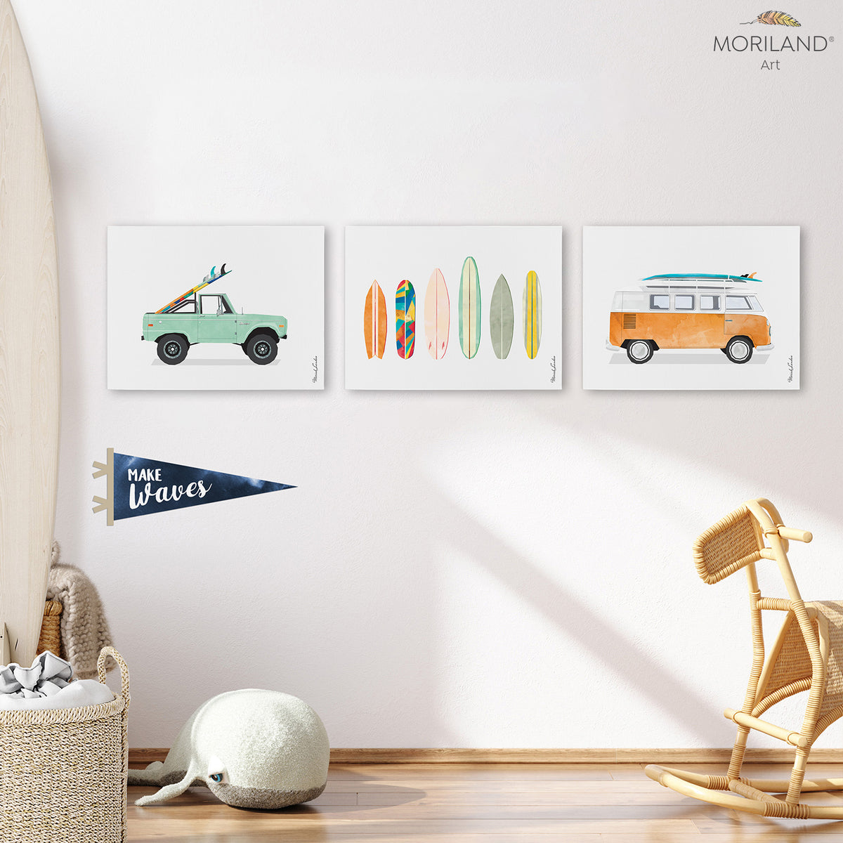 Surf Art Truck Van & Surfboards - Canvas Prints - Set of 3 - LAND117 ...