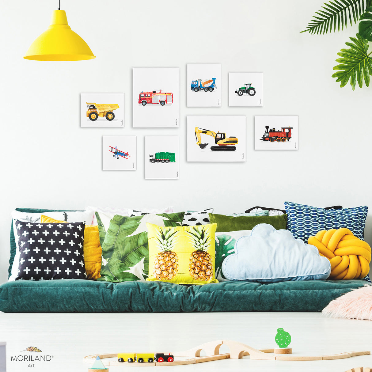 Transportation theme room canvas art for boy toddler