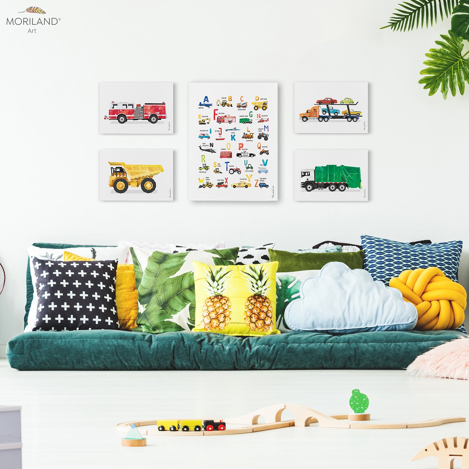 Transportation Alphabet and Vehicles - Canvas Prints - Set of 5 - LAND69