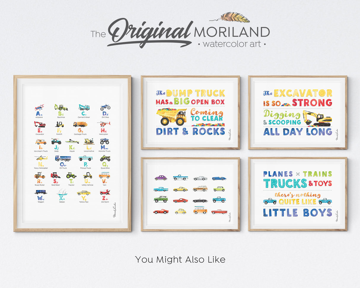 watercolor multicolor Alphabet poster print for kids room decor