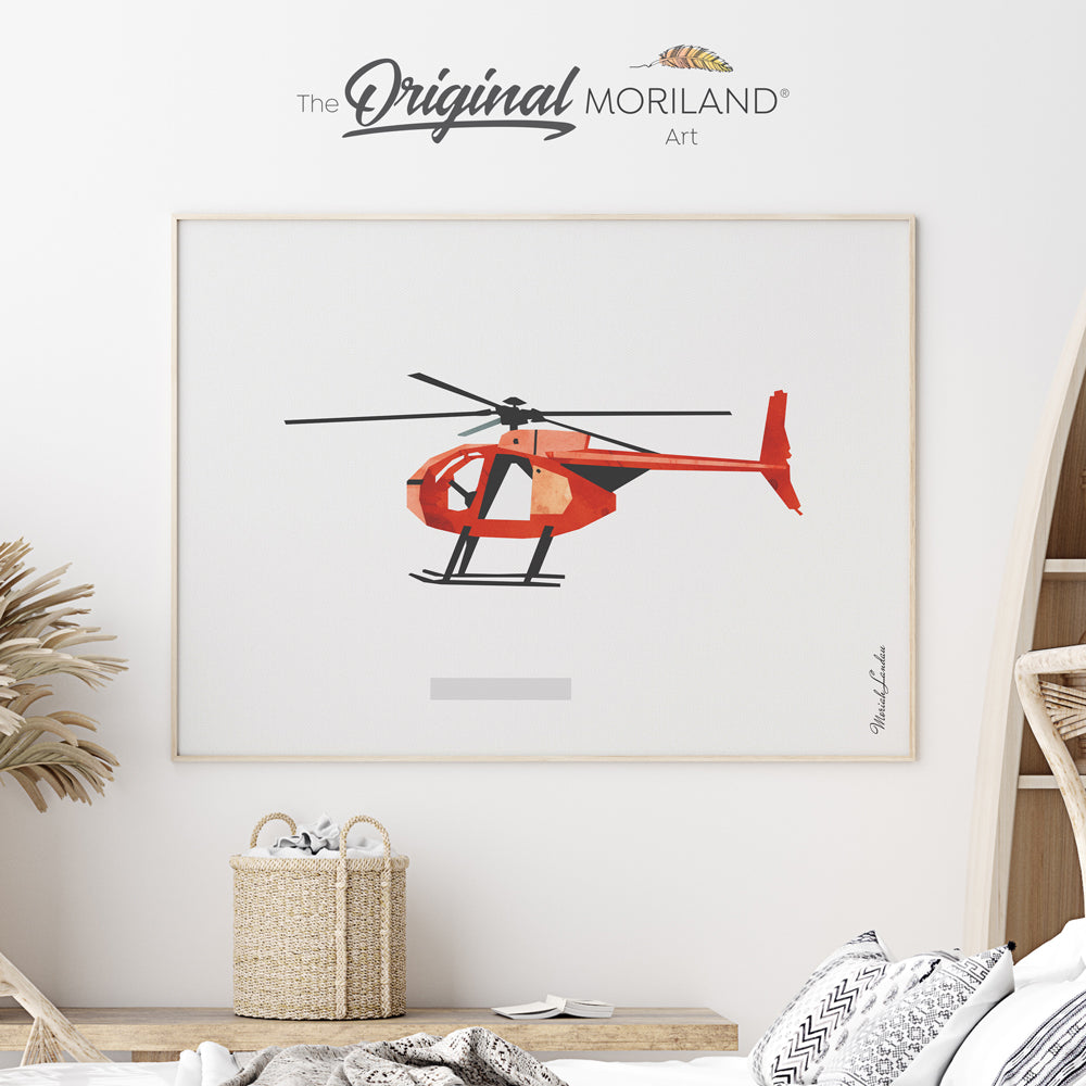 Red Helicopter Fine Art Paper Print