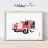 fire truck wall art print for boy room decor