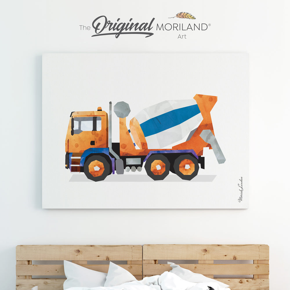 Orange Cement Mixer Truck Canvas Print