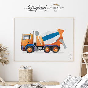 Cement Mixer Fine Art Print for Boy Room Decor