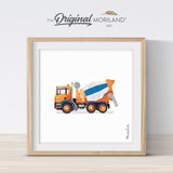 Orange Cement Mixer Truck Print - Printable Art