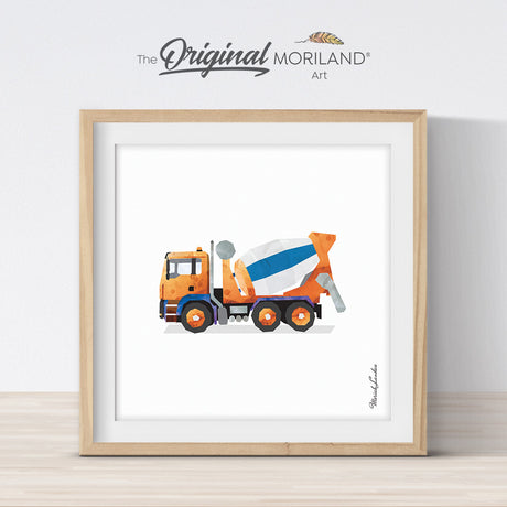 Orange Cement Mixer Truck Print - Printable Art