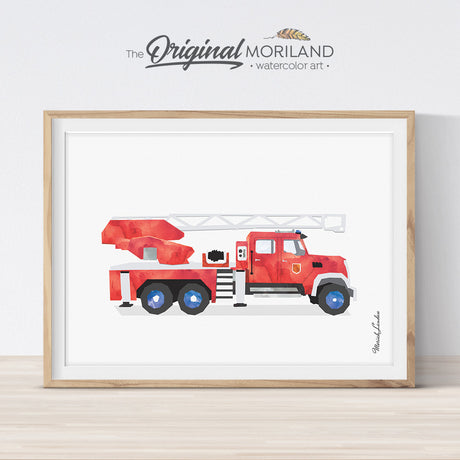 Fire Engine wall art print poster for big boy room decor