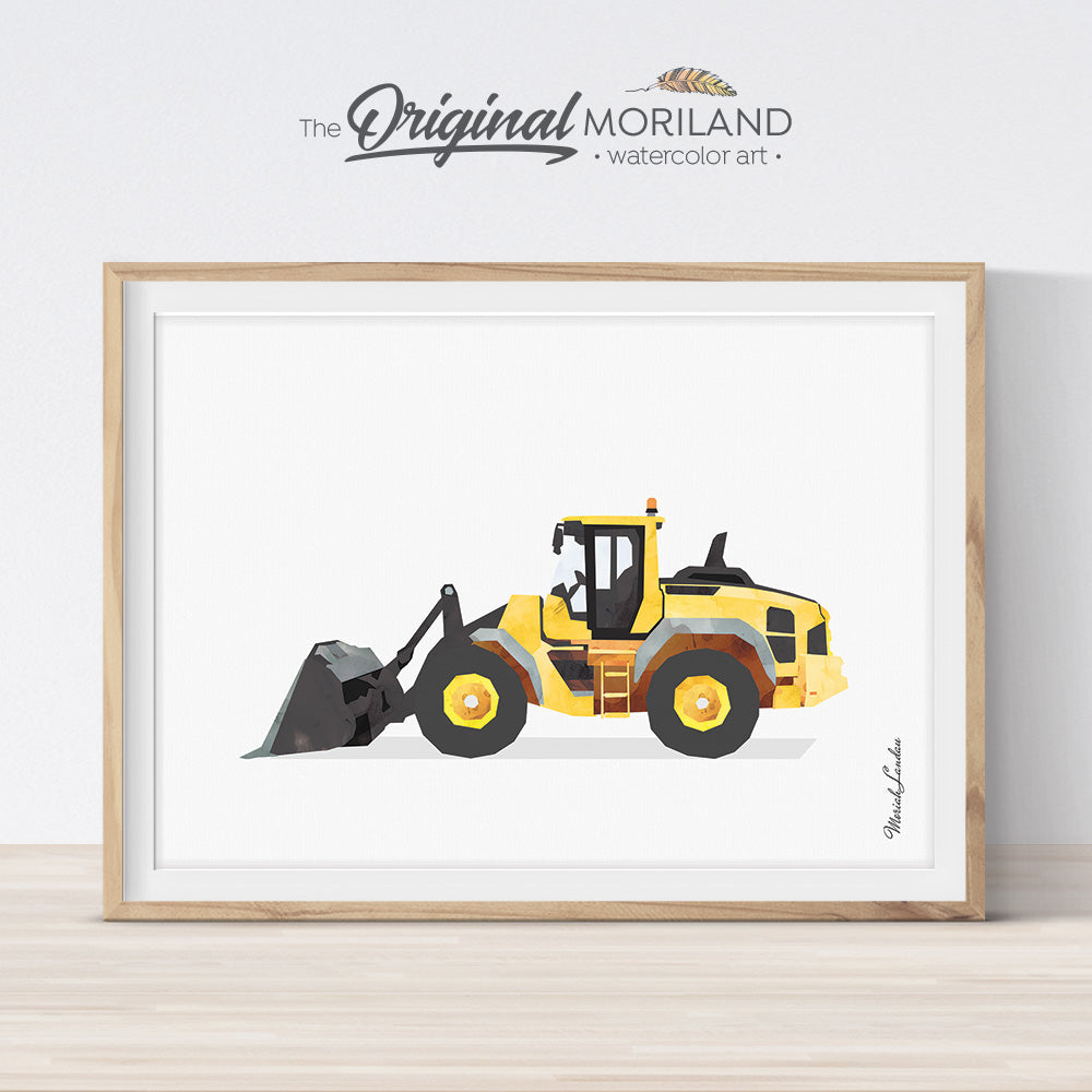 Wheel Loader wall art Print watercolor for boy room and decor