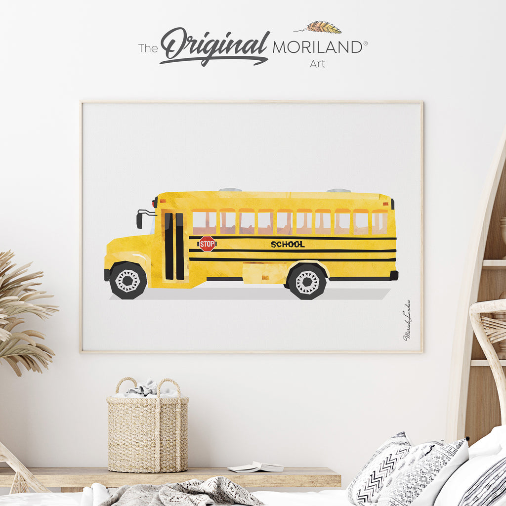 School bus Fine Art Print for Boy Room Decor