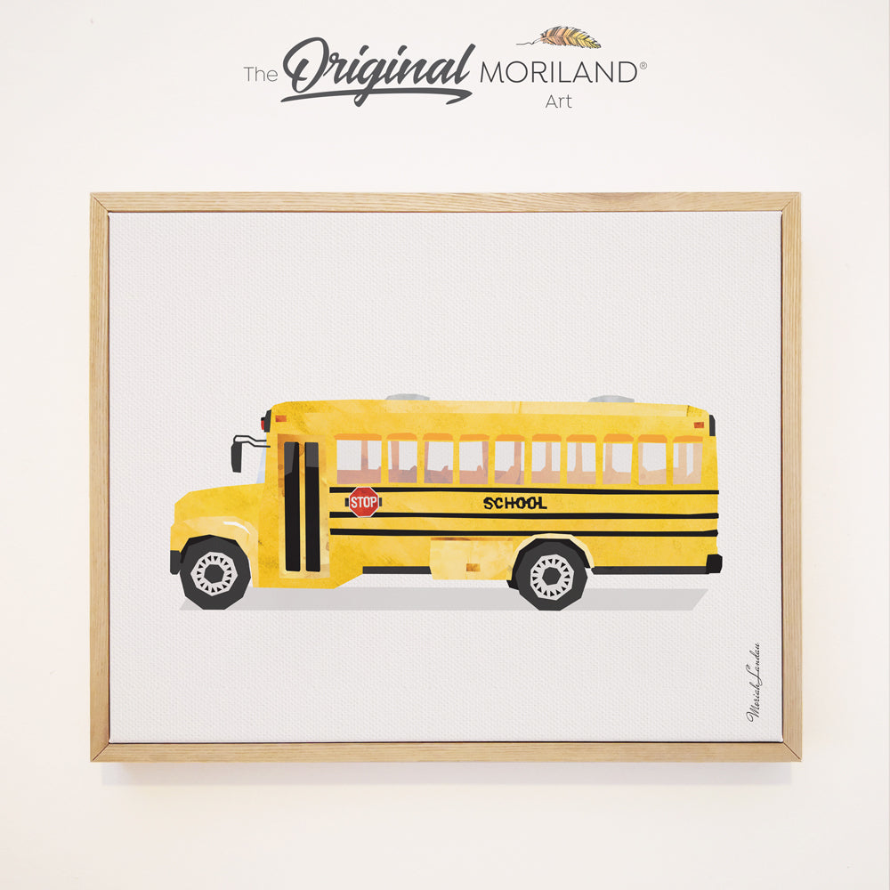 School Bus - Framed Canvas Print