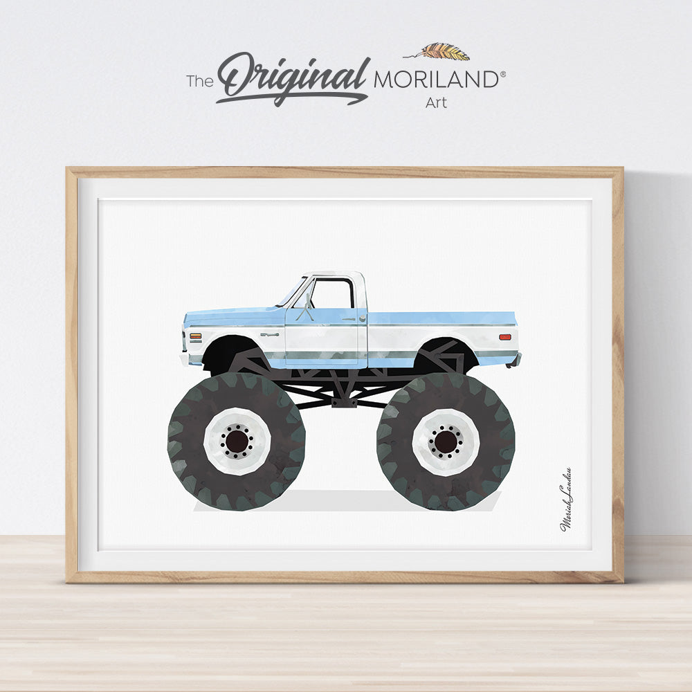 Monster Truck Print, Big Pickup Monster Truck Art, Printable Transportation Art, Boys Nursery Decor, Monster Truck Birthday, Printable, Kids Poster by MORILAND