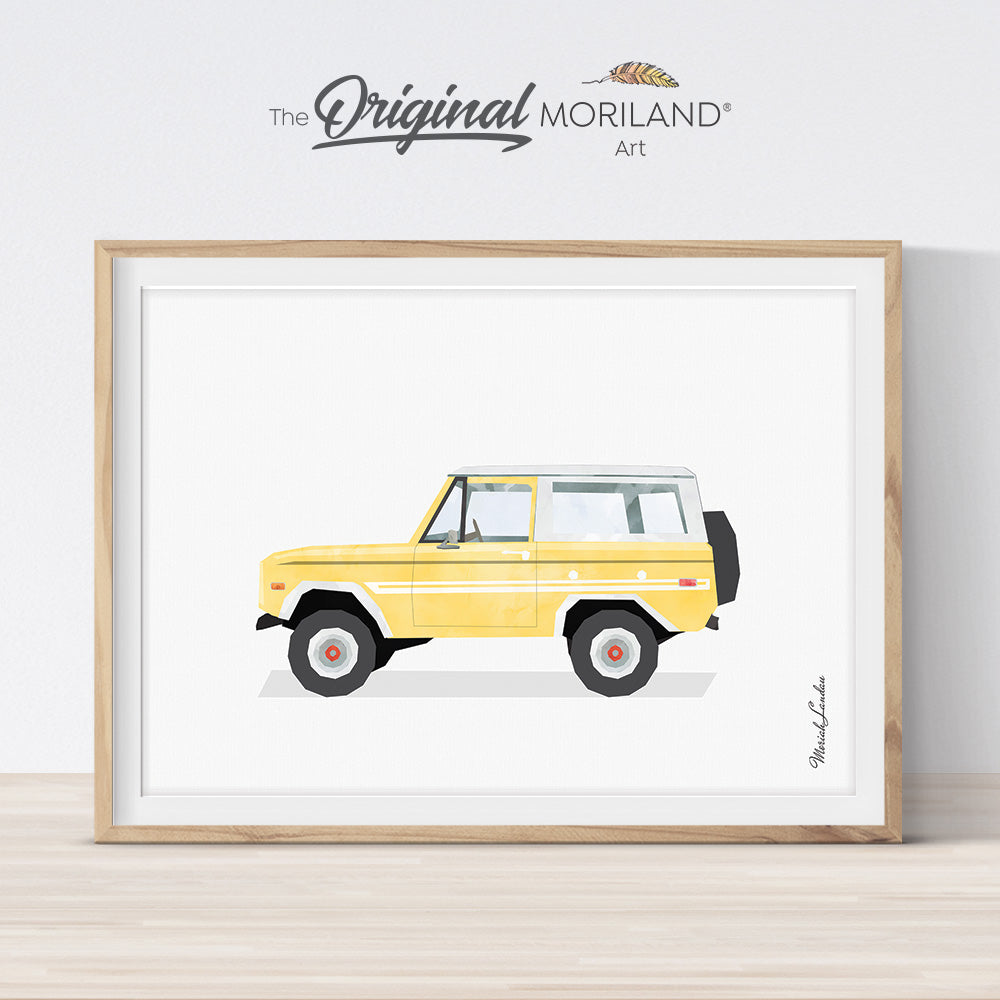 Bronco - Yellow Classic Car Print, Printable Wall Art, Transportation Wall Art, Girl Room Poster, Nursery Watercolor Decor, Car Print, by MORILAND®